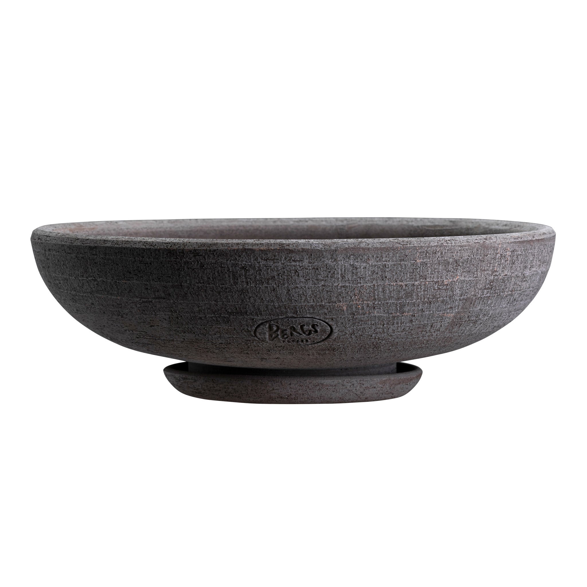 Gray stone-colored Bergs Potter bowl on a white background