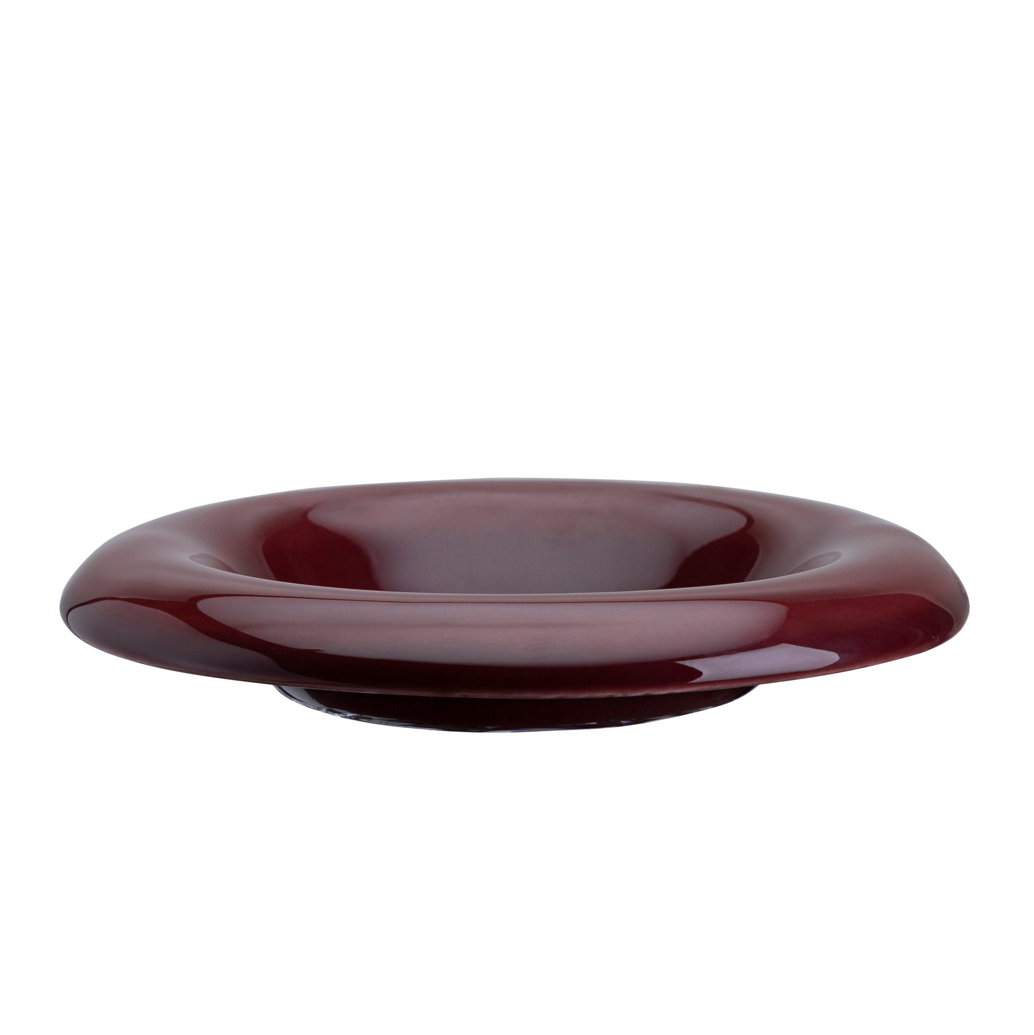 Bergs Potter Lily Glazed Saucer – Deep Burgundy