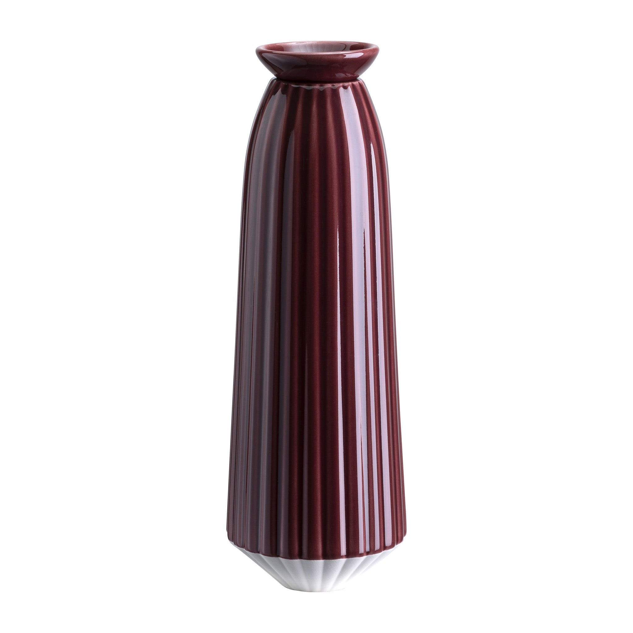 Glaze-finish ribbed Bergs Potter watering tube with tapered base and flared top opening