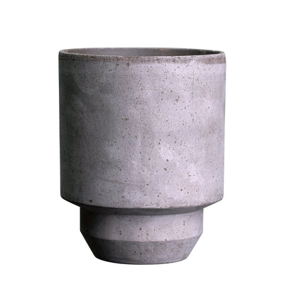 Grey raw ceramic finished Bergs Potter ceramic pot with tapered base