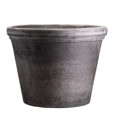 Wide grey ceramic Bergs Potter pot on a white background