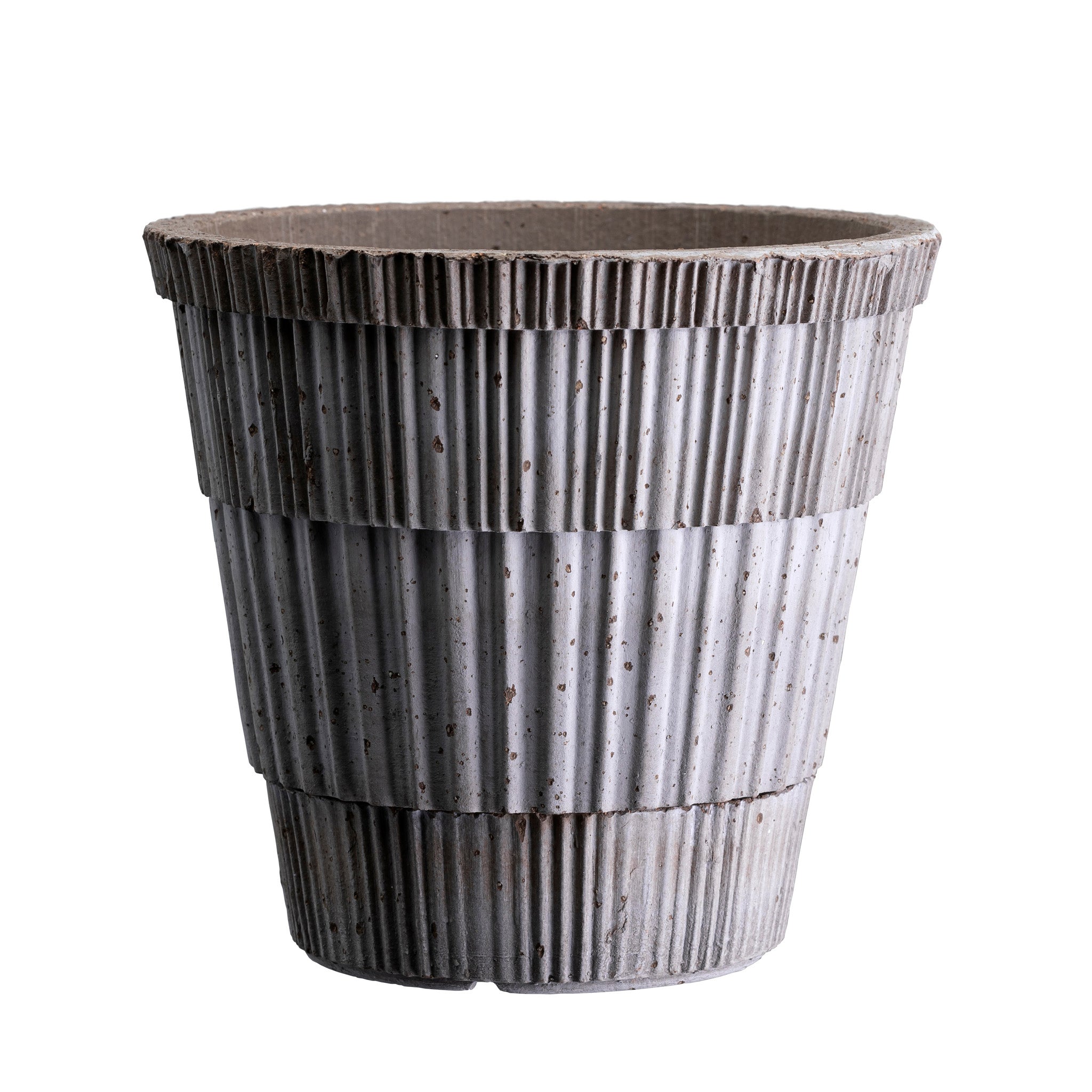 Textured gray Bergs Potter pot on a white background