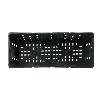 Black plastic crate with drainage holes on a white background - Pasquini & Bini Ercole Rectangular Air-Pruning Container