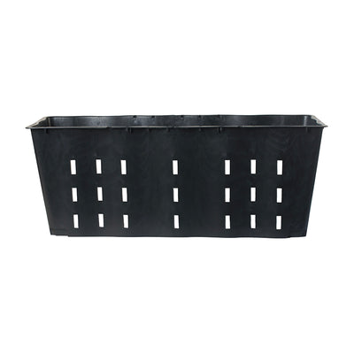Black rectangular plastic crate with drainage slits on a white background - Pasquini & Bini Ercole Rectangular Air-Pruning Container